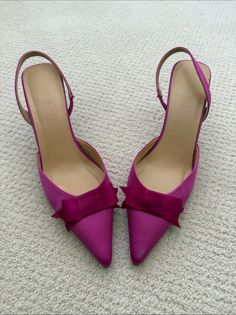 J. Crew Women’s Pink Pointed-Toe Slingback Pumps with Bow